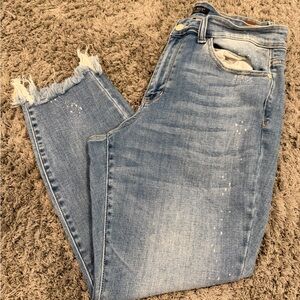 Judy Blue Light Blue Frayed Hem Jeans